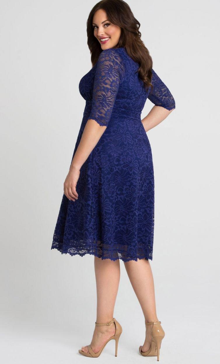 Kiyonna Short Lace Dress 3/4 Sleeve - The Dress Outlet Kiyonna