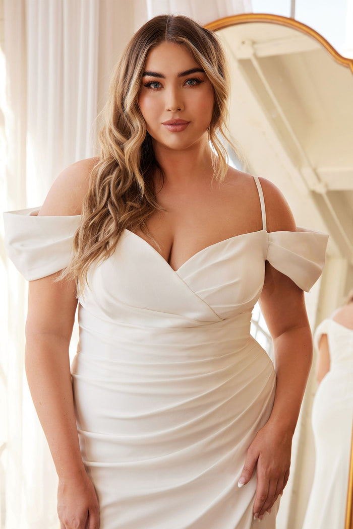 Wedding Dresses Long Plus Size Fitted Simple Wedding Dress Off White