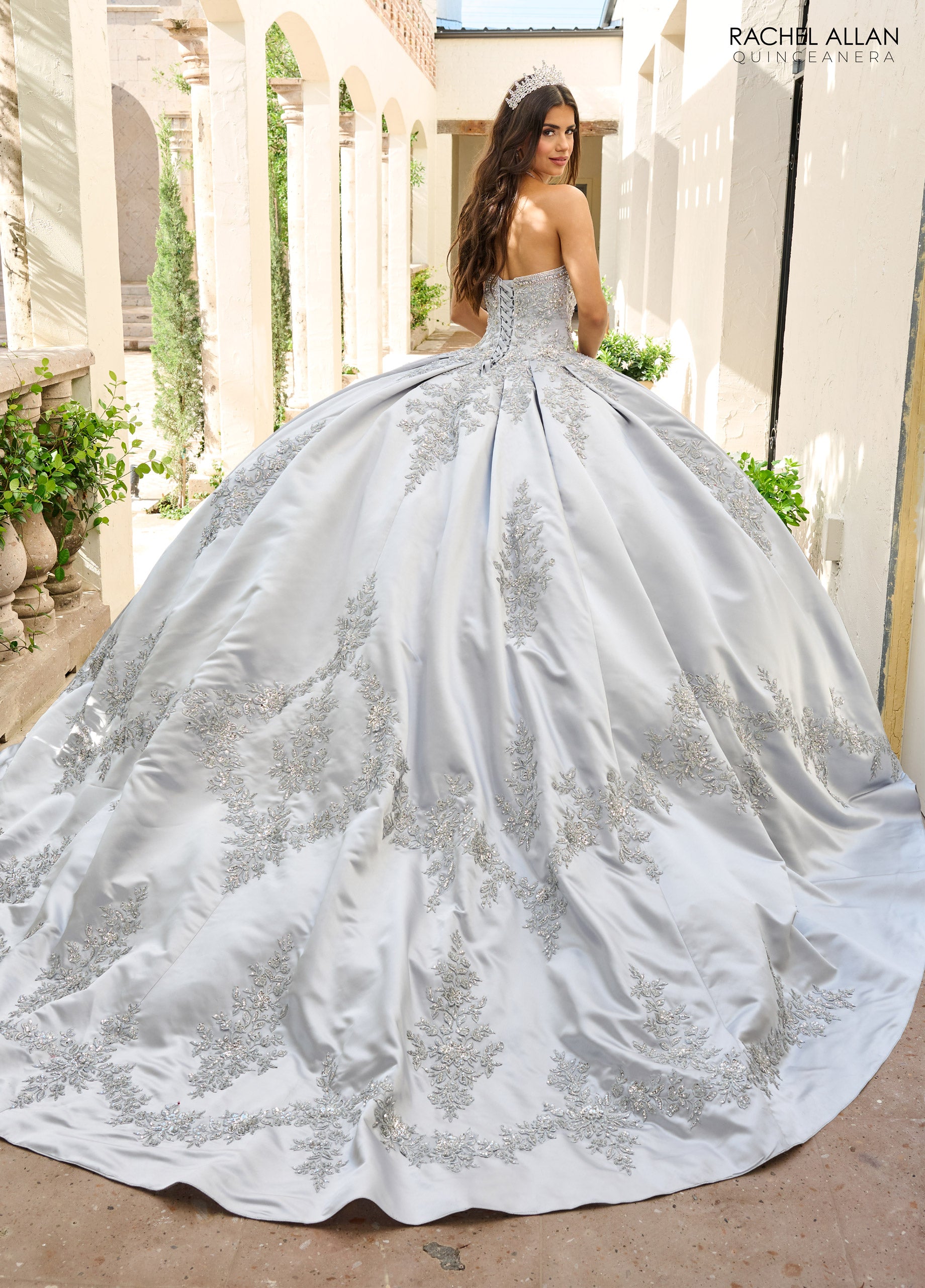 Quinceniera Dresses Beaded Ball Gown Long Quinceanera Dress Silver