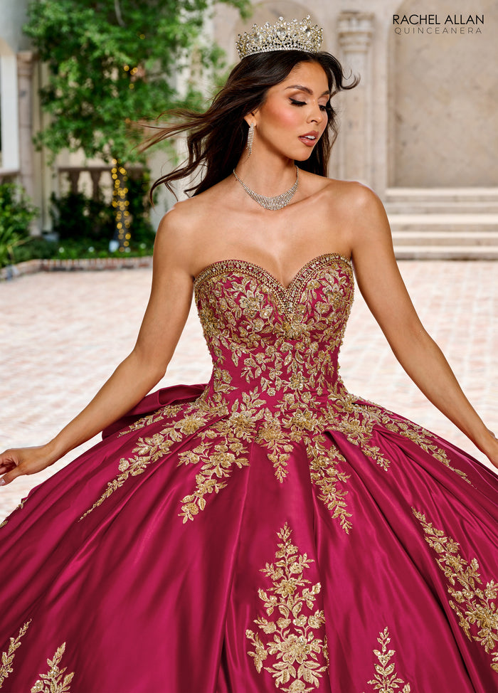 Quinceniera Dresses Beaded Ball Gown Long Quinceanera Dress Burgundy Gold