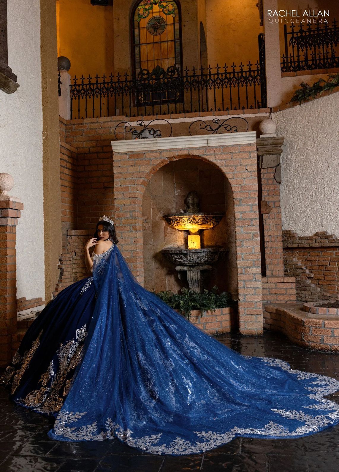 Royal Silver Sweetheart Floor Length Velvet Quinceanera Ball Gown with Metallic Embroidery Rachel Allan RQ3160