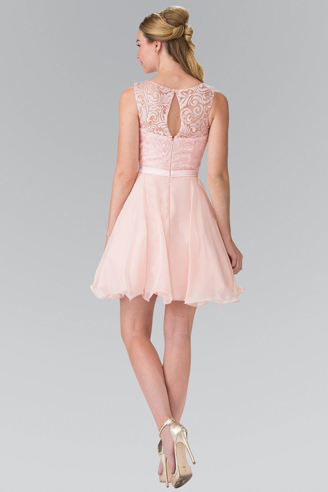 Lace Bodice A-Line Short Dress Cocktail - The Dress Outlet Elizabeth K