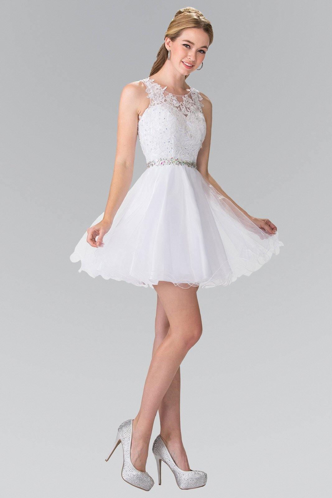 Lace Illusion Top A-line Short Dress Cocktail
