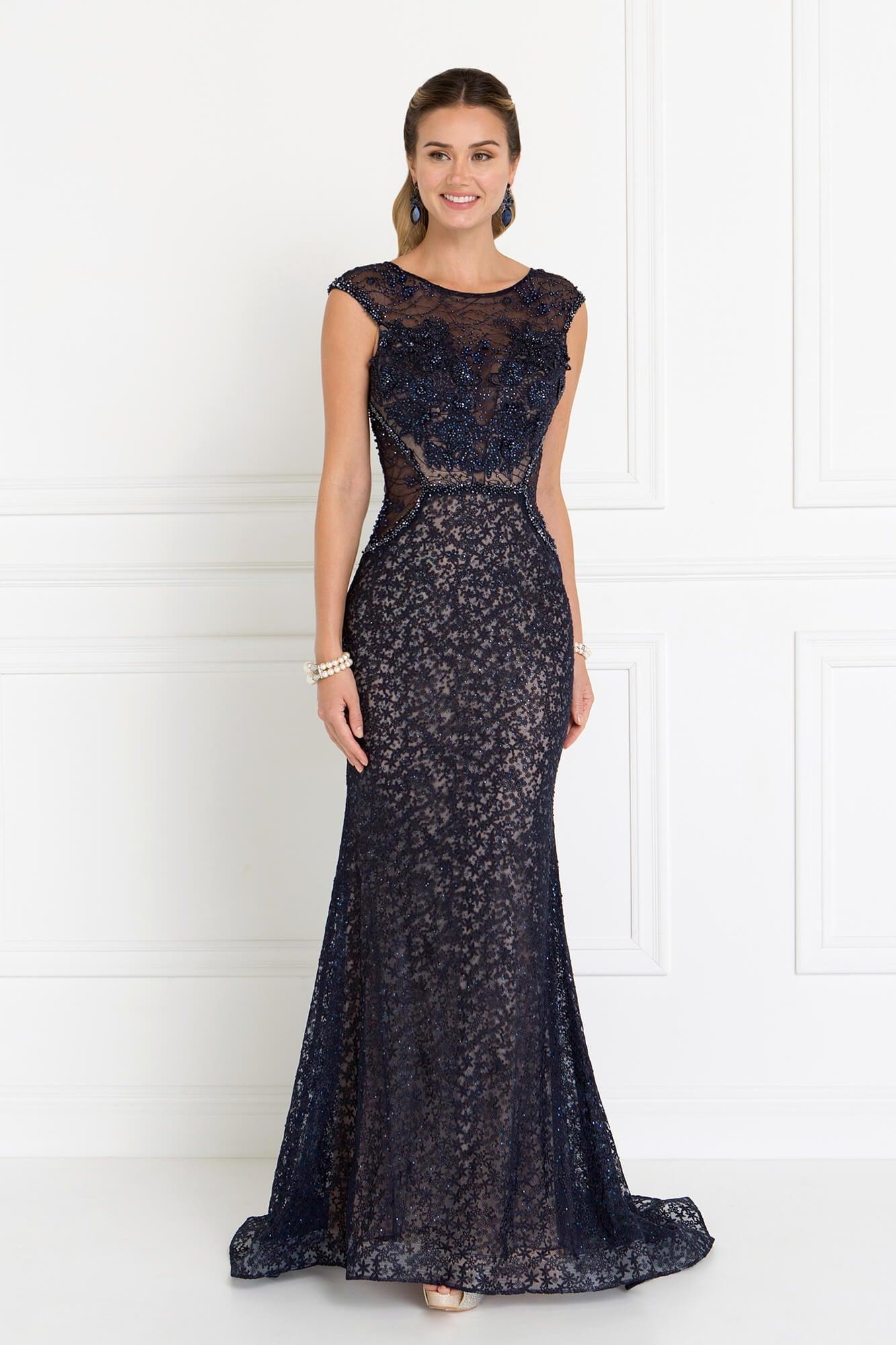 Lace Mermaid Long Prom Dress Formal - The Dress Outlet Elizabeth K