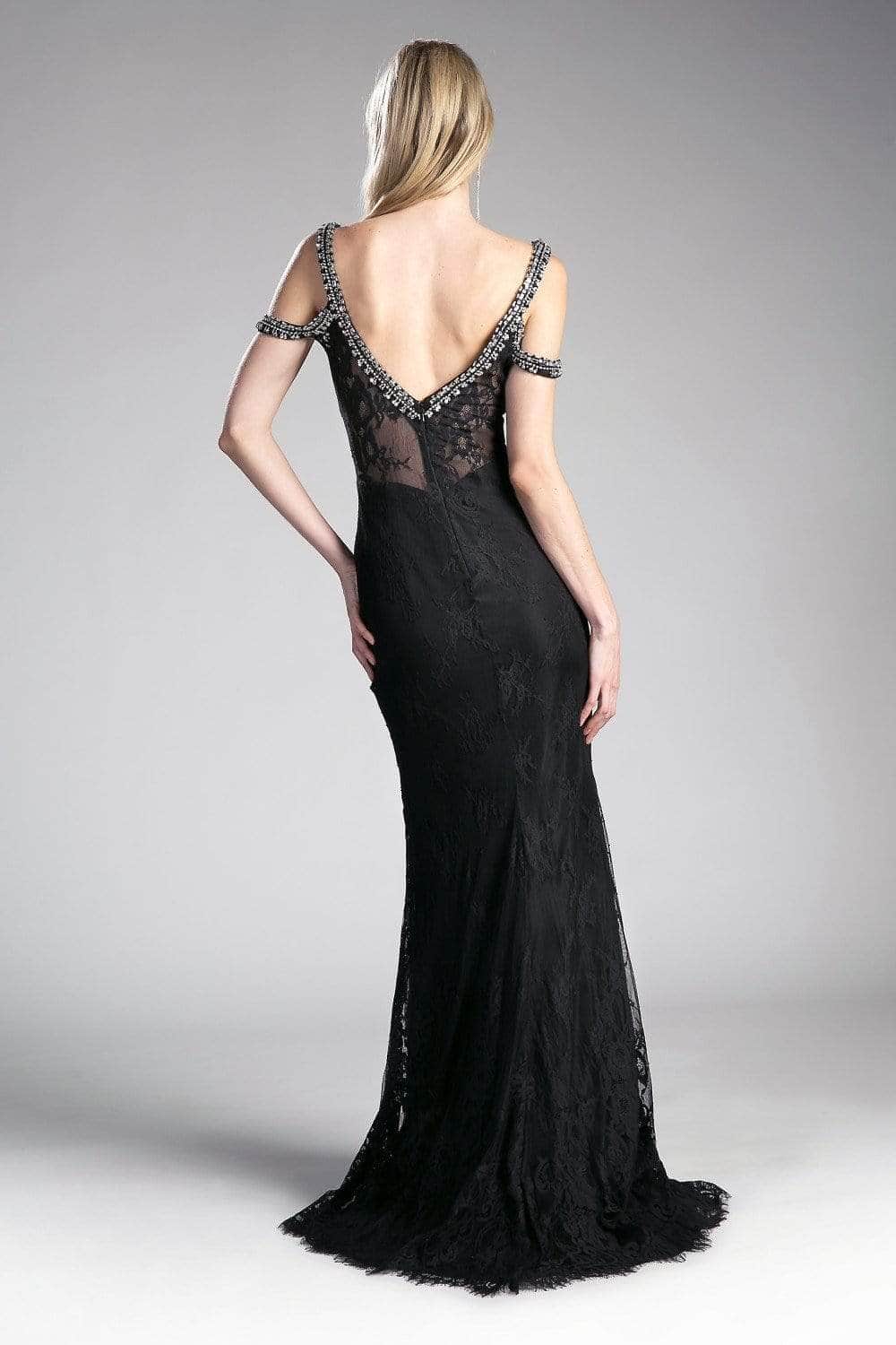 V-Neck Floor-Length Lace Evening Mermaid LaDivine 13112A