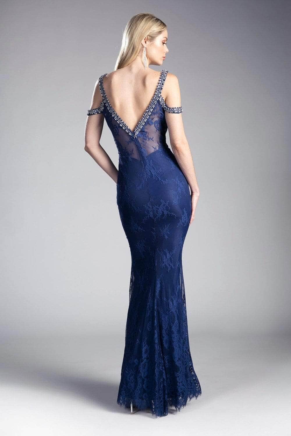 V-Neck Floor-Length Lace Evening Mermaid LaDivine 13112A