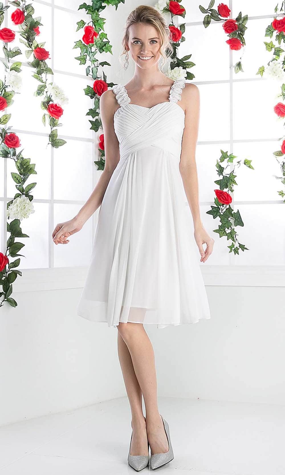 Scoop Knee-Length Chiffon Wedding A-Line LaDivine 3801