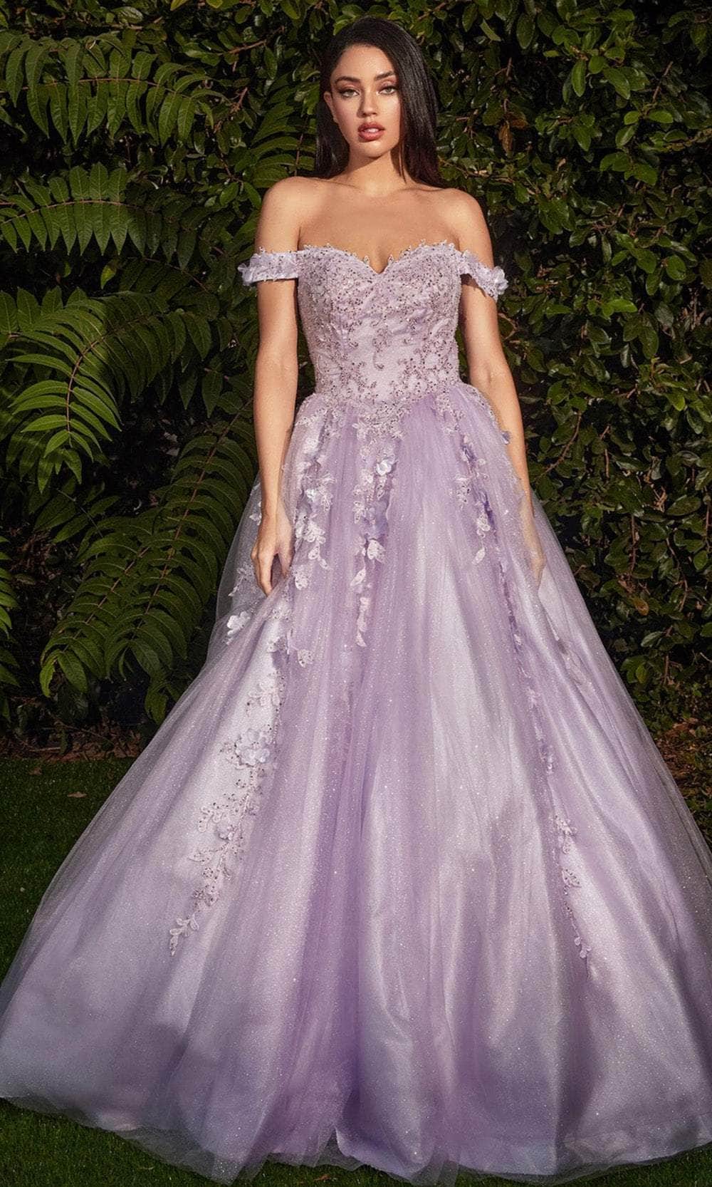 Quinceañera Dresses Floral Sequin Embellished Long Quinceañera Ball Gown Lilac