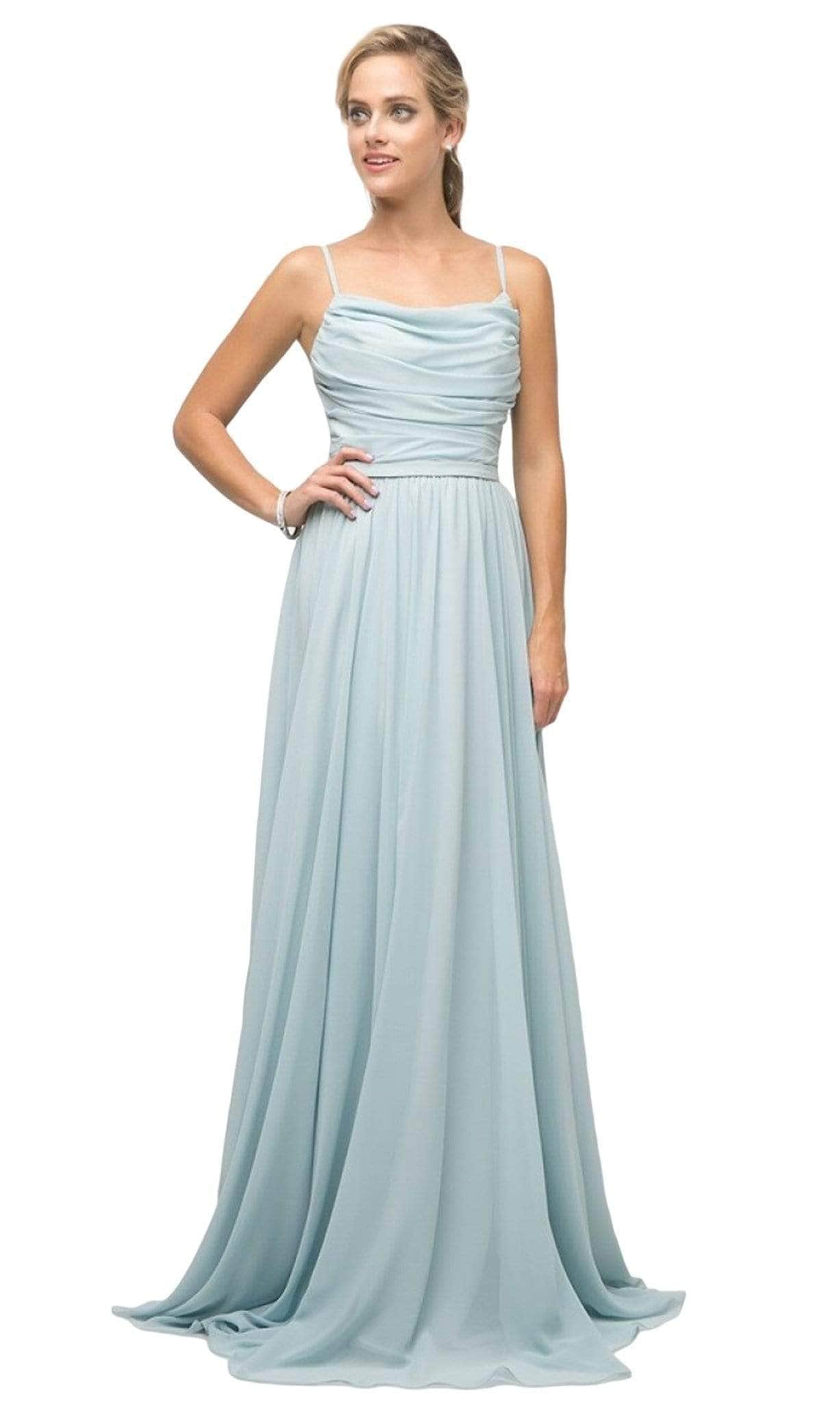 Cowl Floor-Length Chiffon Occasion A-Line LaDivine UR136