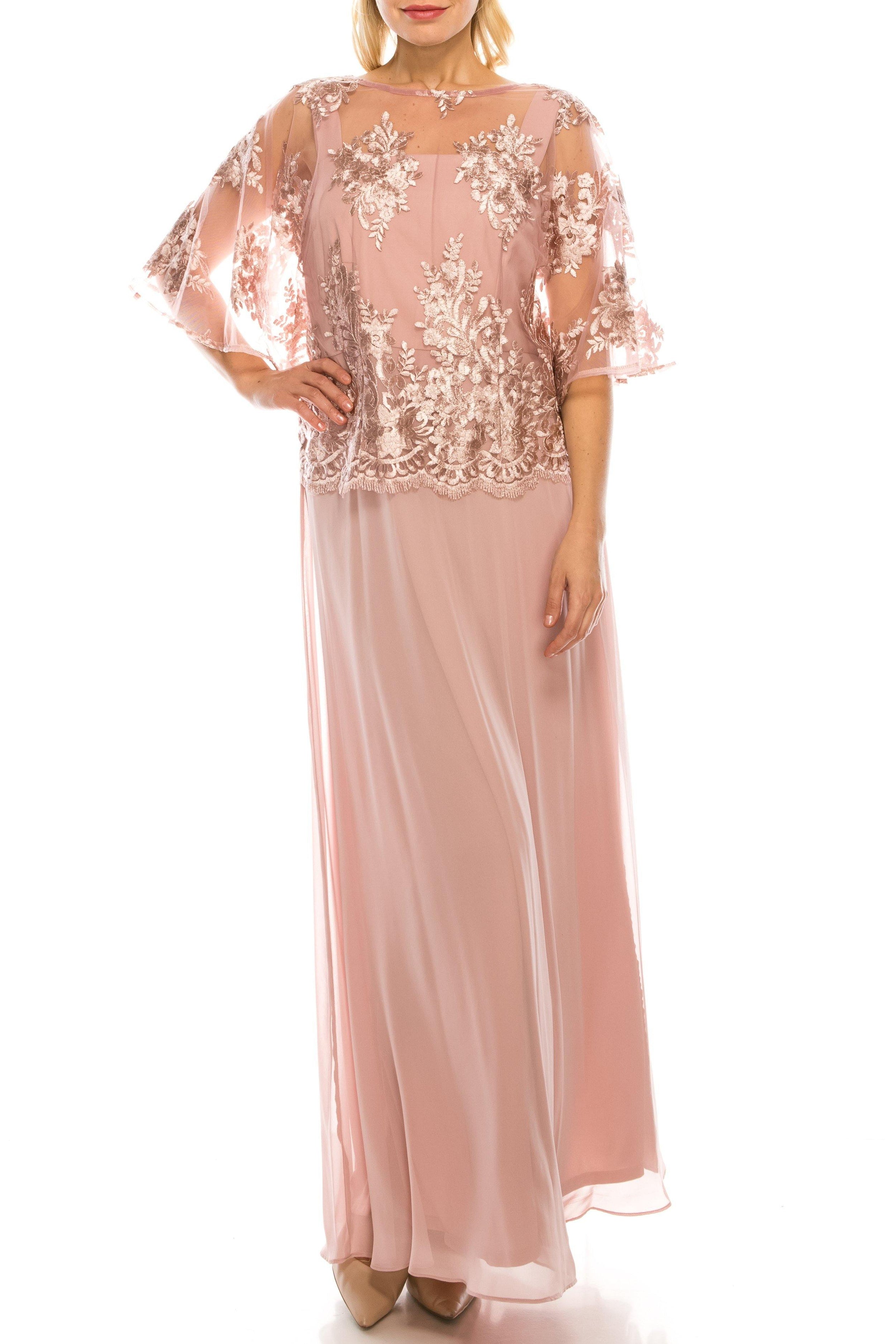 Le Bos Rose Long Formal Mother of the Bride Dress - The Dress Outlet