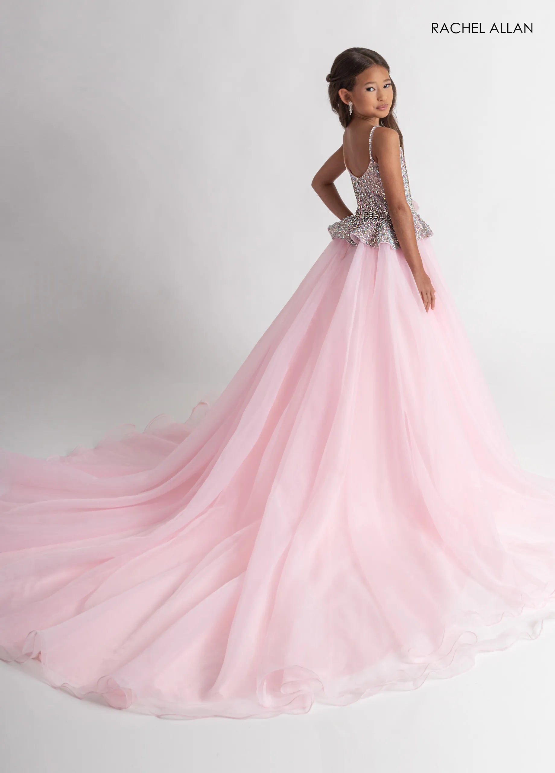 Embellished Sleeveless Tulle Flower Girl Dress by Rachel Allan 10306 in Pink
