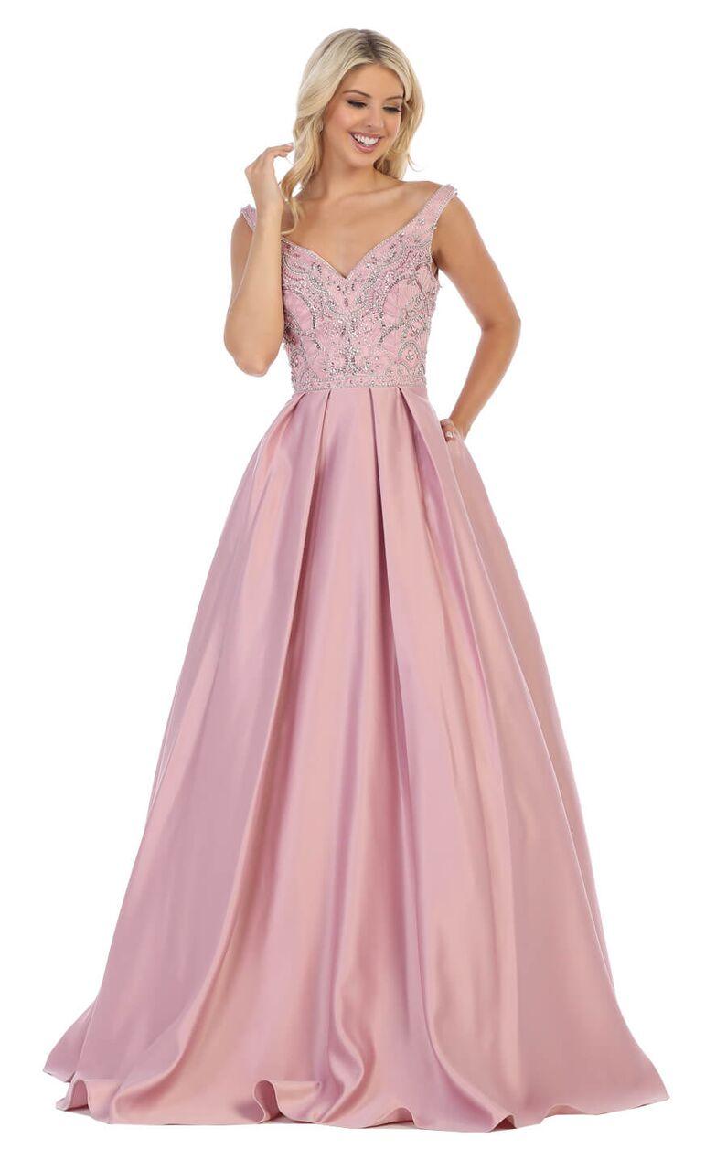 Long Ball Gown Prom Plus Size Dress - The Dress Outlet May Queen