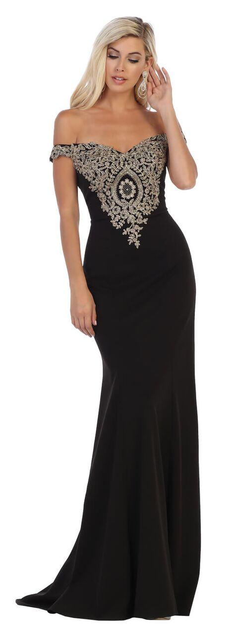 Long Beaded Off the Shoulder Prom Dress - The Dress Outlet May Queen