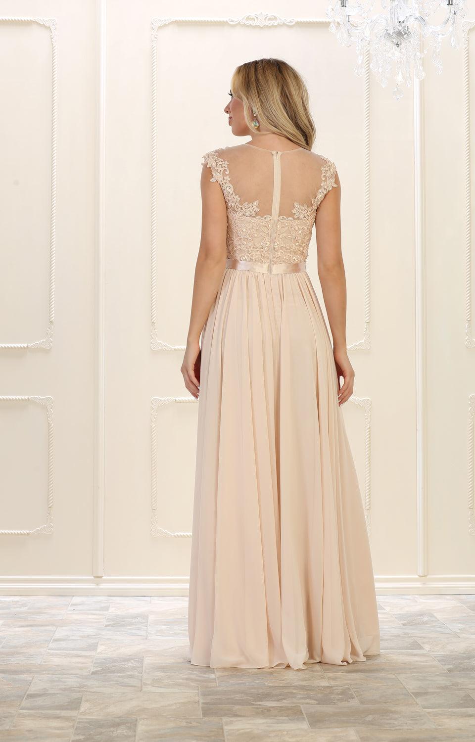 Long Bridesmaid Plus Size Formal Dress - The Dress Outlet May Queen