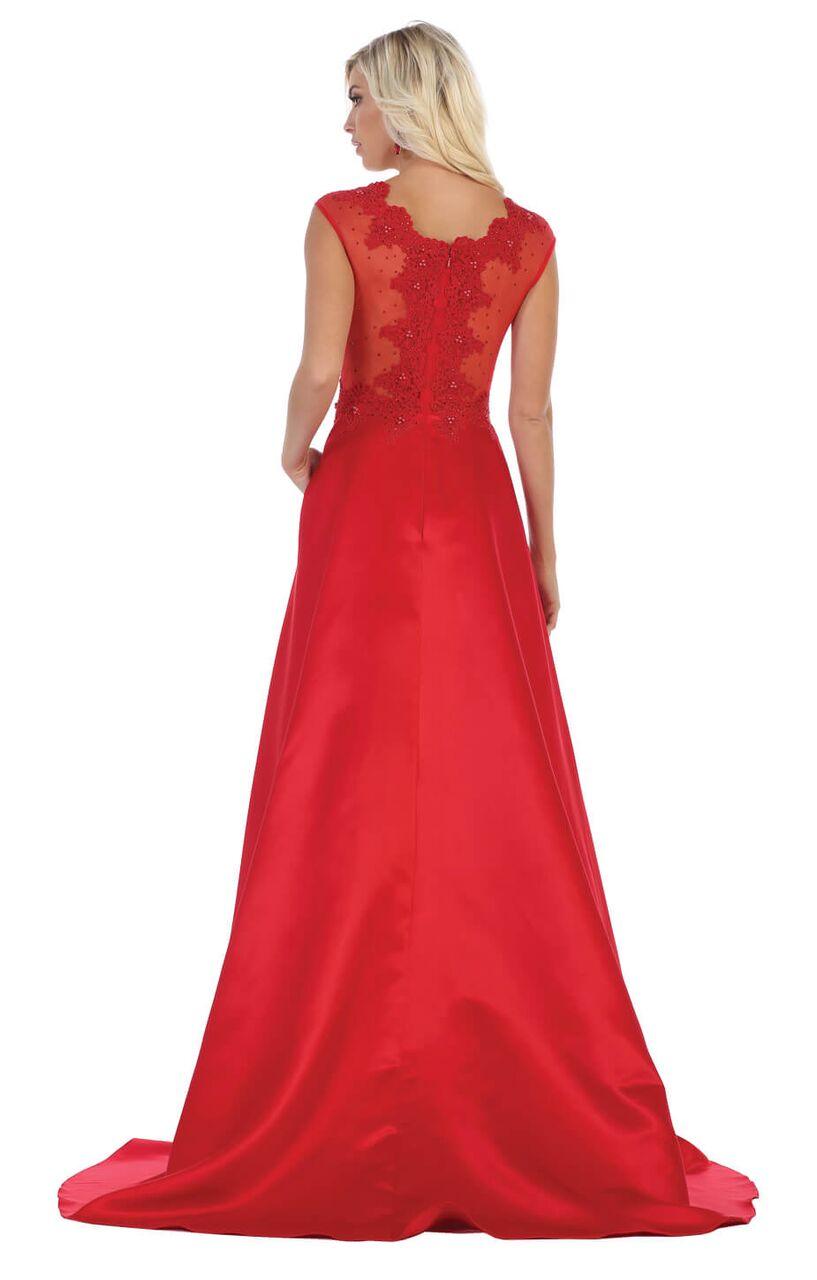 Long Cap Sleeve Prom Dress Ball Gown with Pockets - The Dress Outlet May Queen