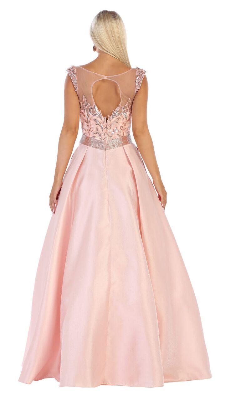 Long Cap Sleeve Prom Dress Ball Gown with Pockets - The Dress Outlet May Queen
