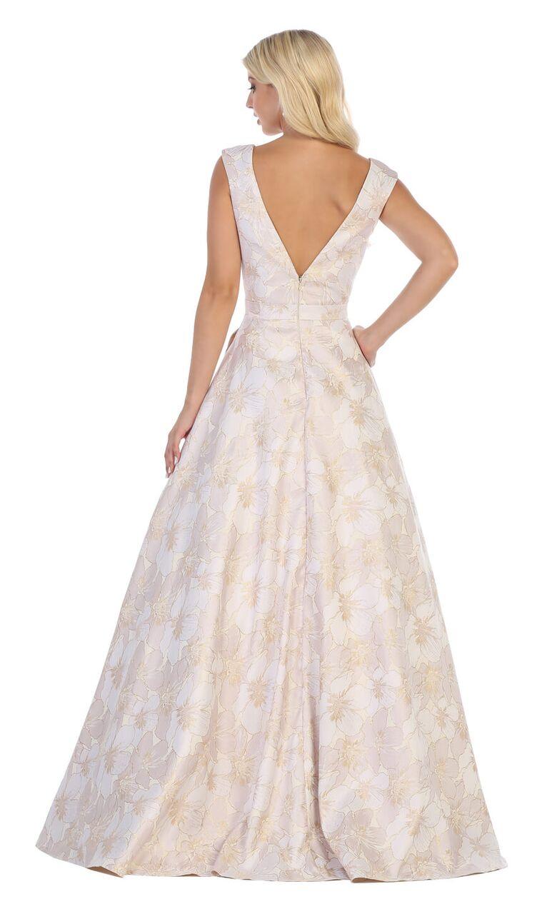 Long Cap Sleeve Prom Dress Ball Gown with Pockets - The Dress Outlet May Queen