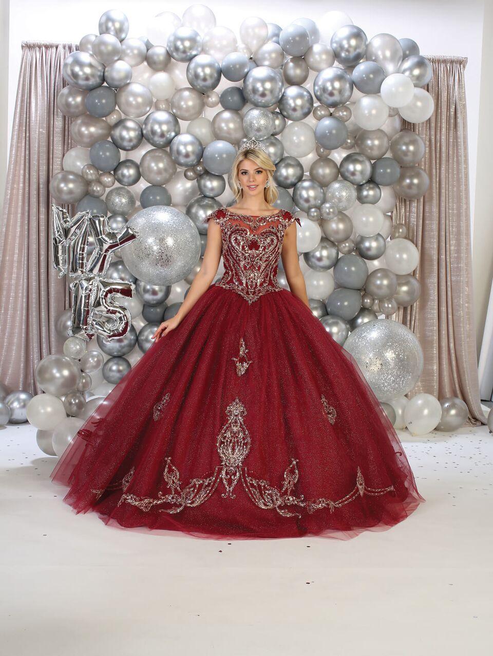 Long Cap Sleeve Quinceanera Sweet 16 Dress - The Dress Outlet May Queen