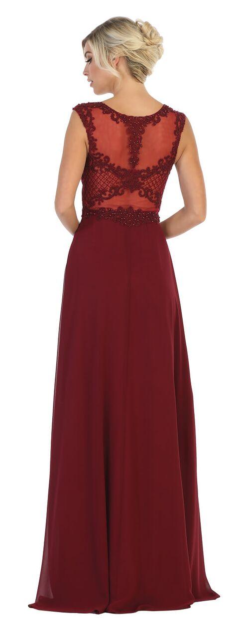 Long Chiffon Cap Sleeve Plus Size Formal Prom Dress - The Dress Outlet May Queen