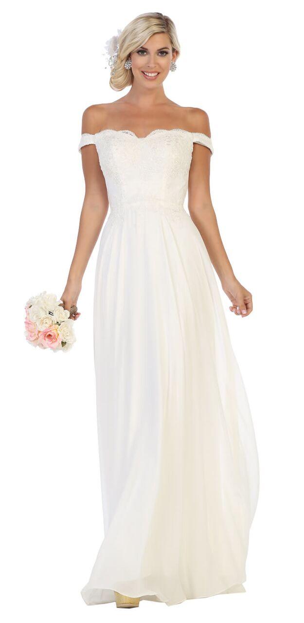 Long Chiffon Off The Shoulder Plus Size Formal Prom Dress - The Dress Outlet May Queen