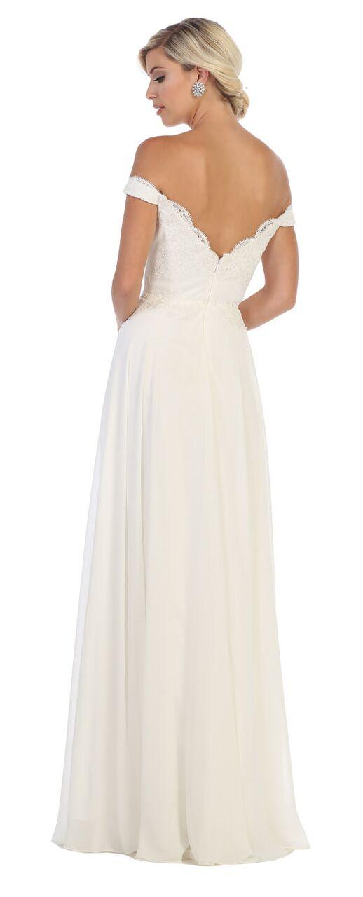 Long Chiffon Off The Shoulder Plus Size Formal Prom Dress - The Dress Outlet May Queen
