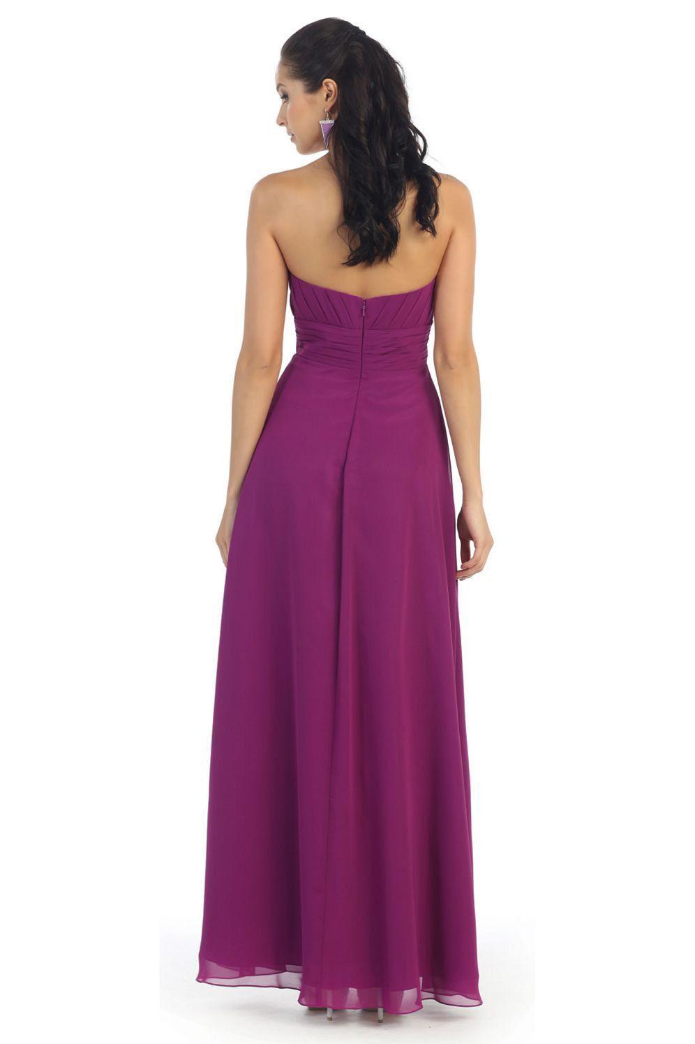 Long Chiffon Plus Size Bridesmaid Formal Evening Dress - The Dress Outlet May Queen