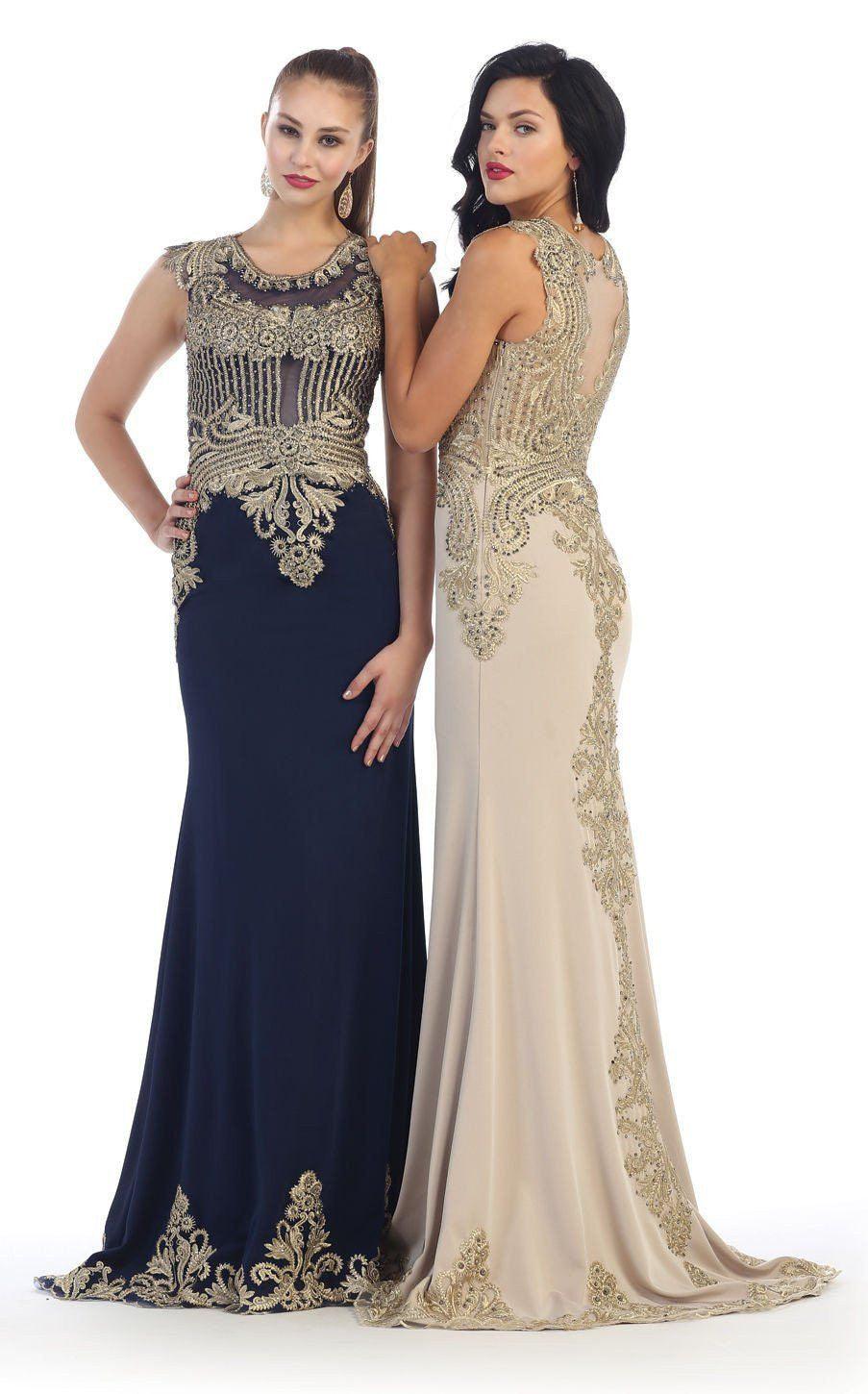 Long Couture Plus Size Formal Prom Dress - The Dress Outlet May Queen