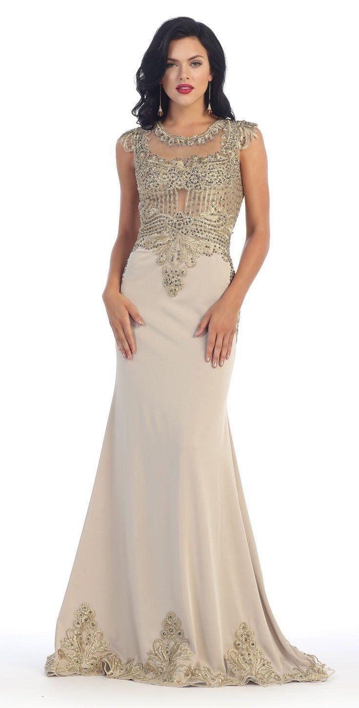 Long Couture Plus Size Formal Prom Dress - The Dress Outlet May Queen