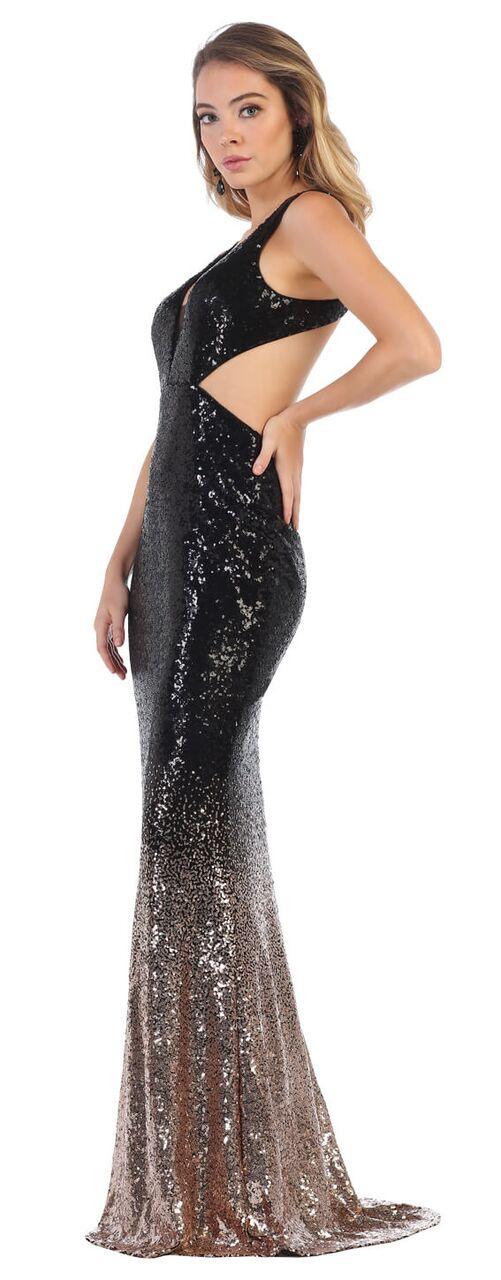 Long Cutout Sexy Fully Sequins Prom Dress - The Dress Outlet May Queen
