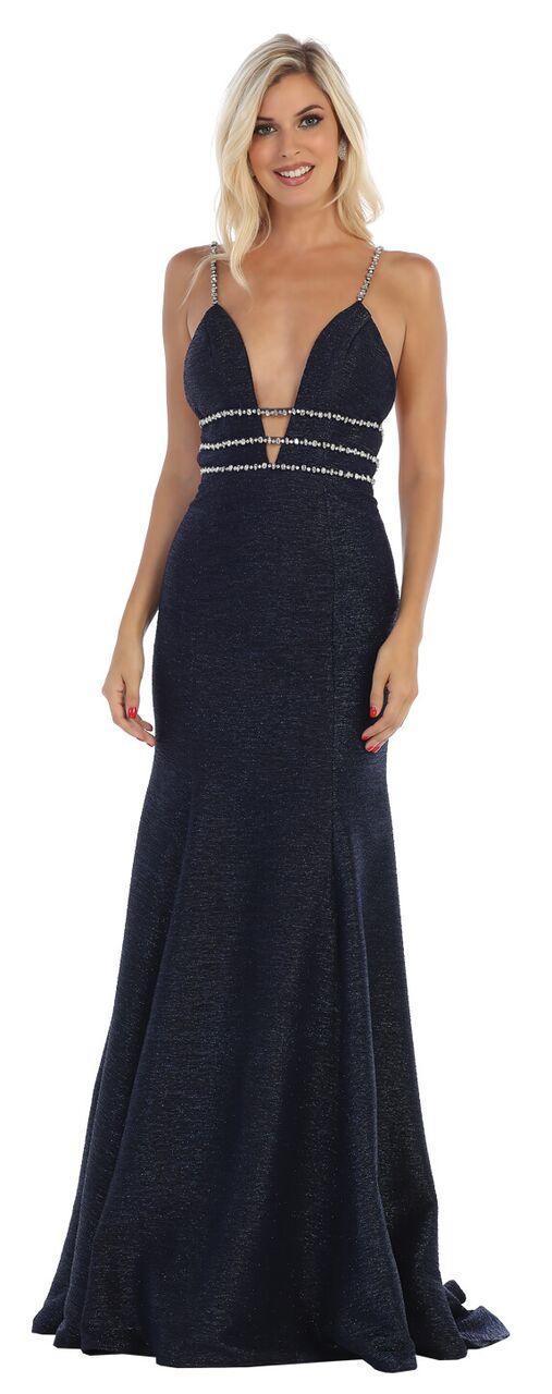 Long Deep Open Back Prom Dress - The Dress Outlet May Queen
