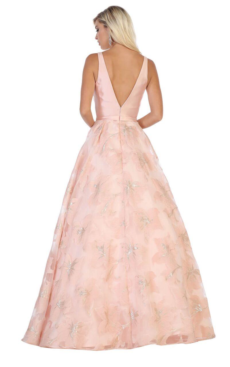Long Deep V Bodice Formal Prom Dress Ball Gown - The Dress Outlet May Queen