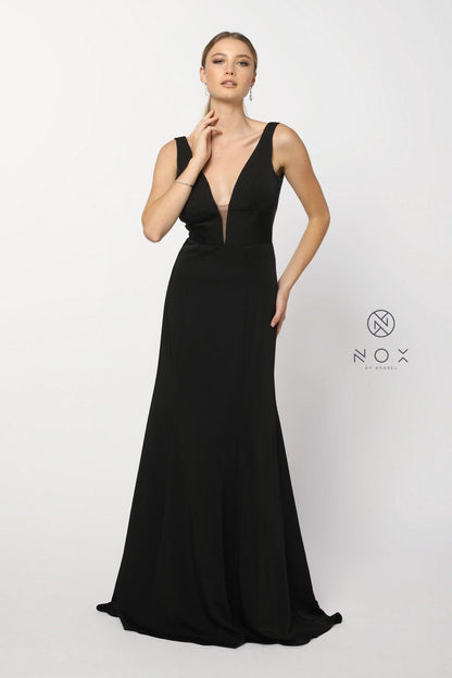 Long Deep V Prom Dress Evening Gown - The Dress Outlet