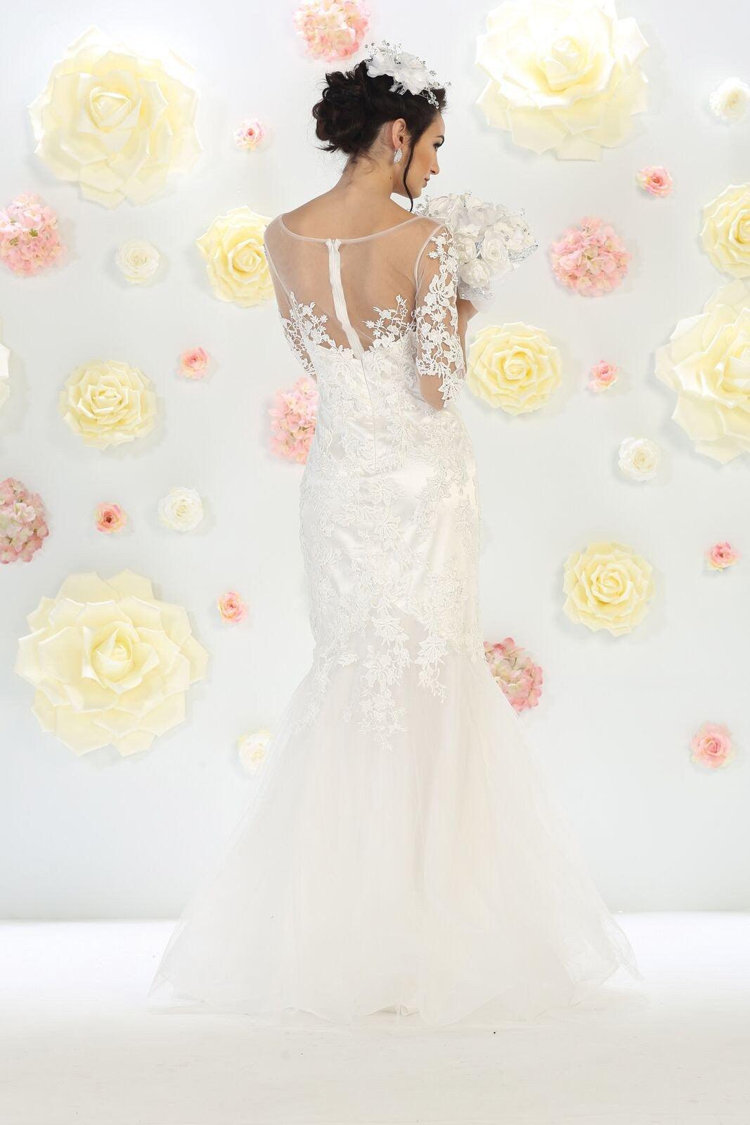Long Dress Formal Mother of the Bride with Sleeves - The Dress Outlet May Queen