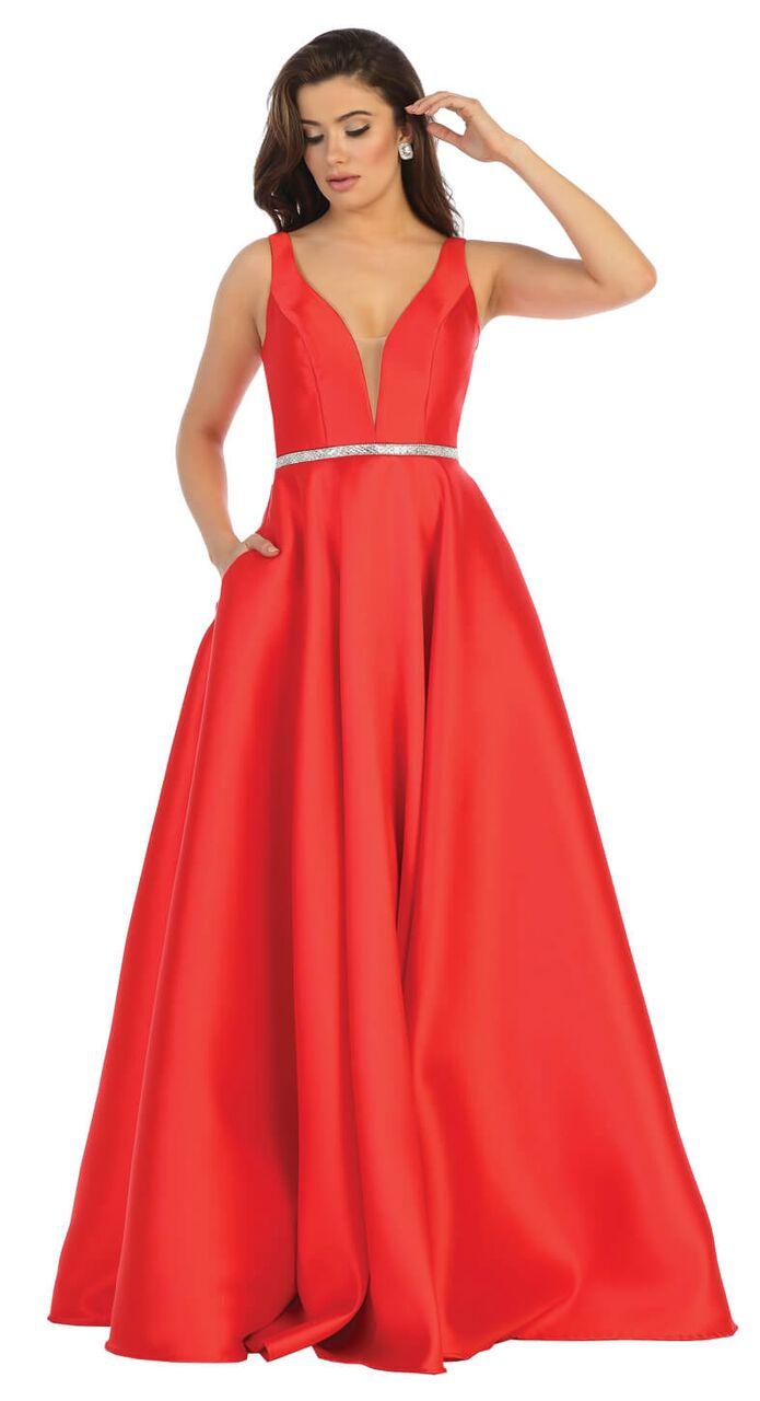 Long Evening Gown Prom Dress with Pockets - The Dress Outlet May Queen
