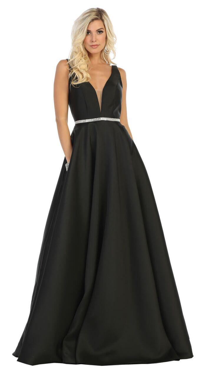 Long Evening Gown Prom Dress with Pockets - The Dress Outlet May Queen