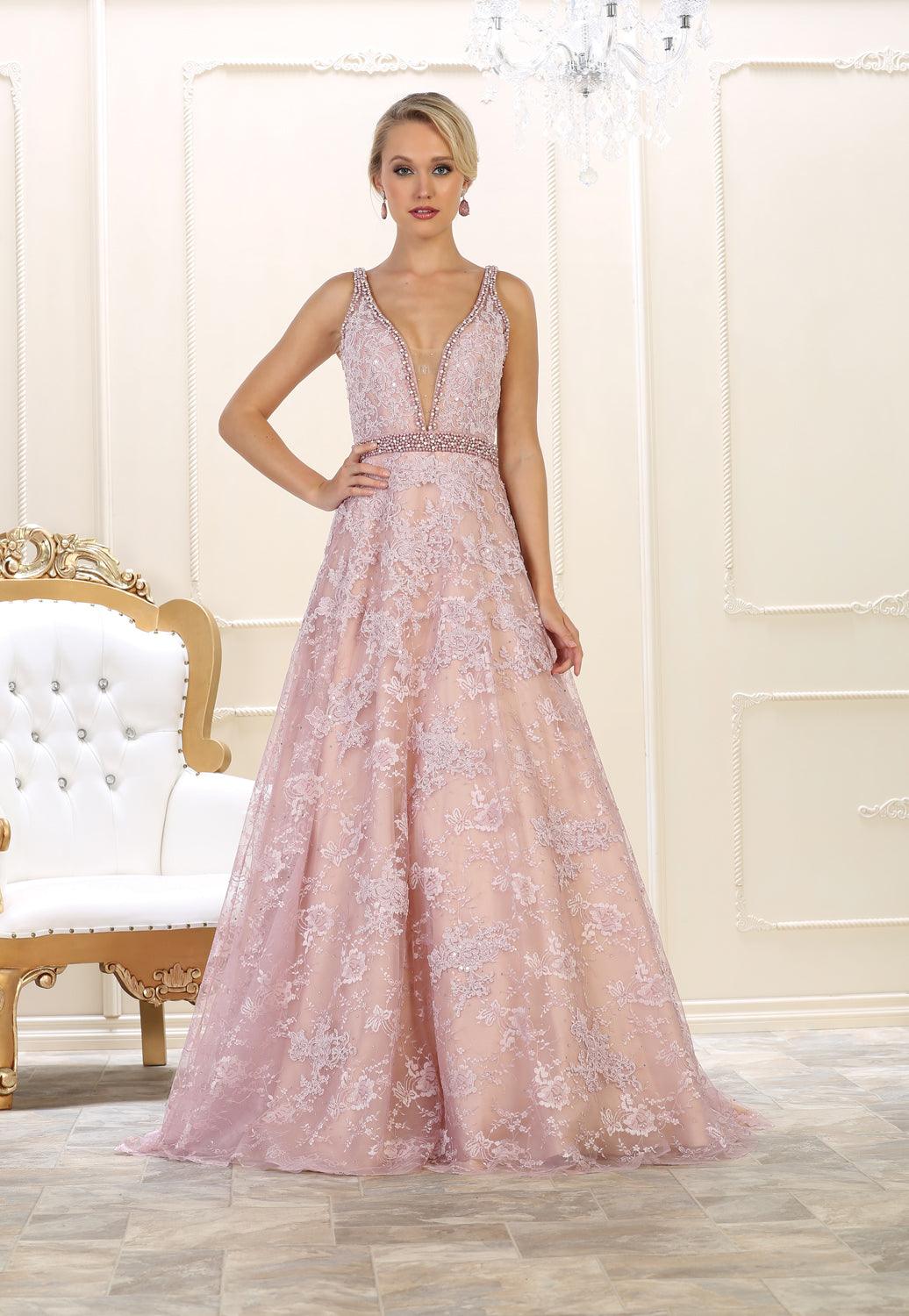 Long Evening Gown Prom Formal Couture Dress - The Dress Outlet May Queen