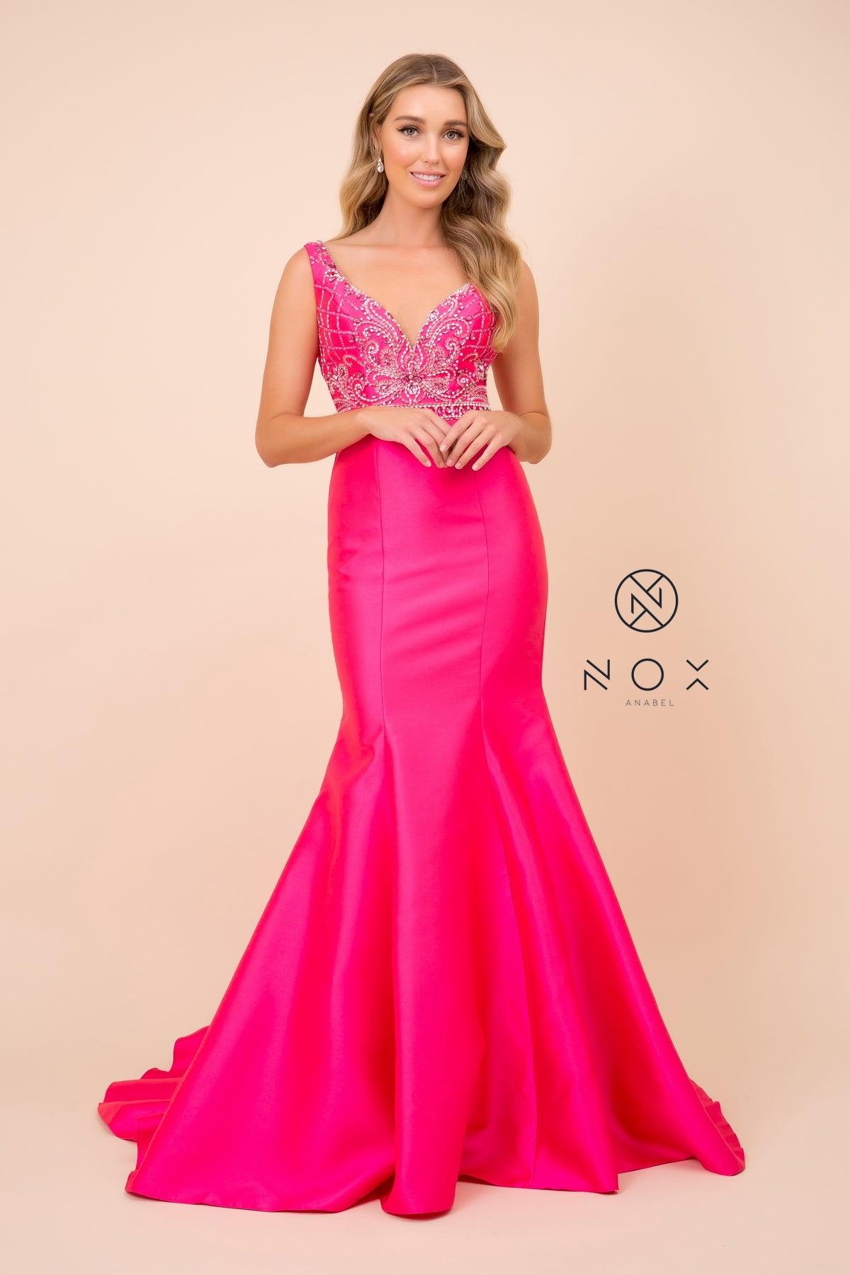 Long Fitted Formal Gown Mermaid Prom Dress - The Dress Outlet Nox Anabel