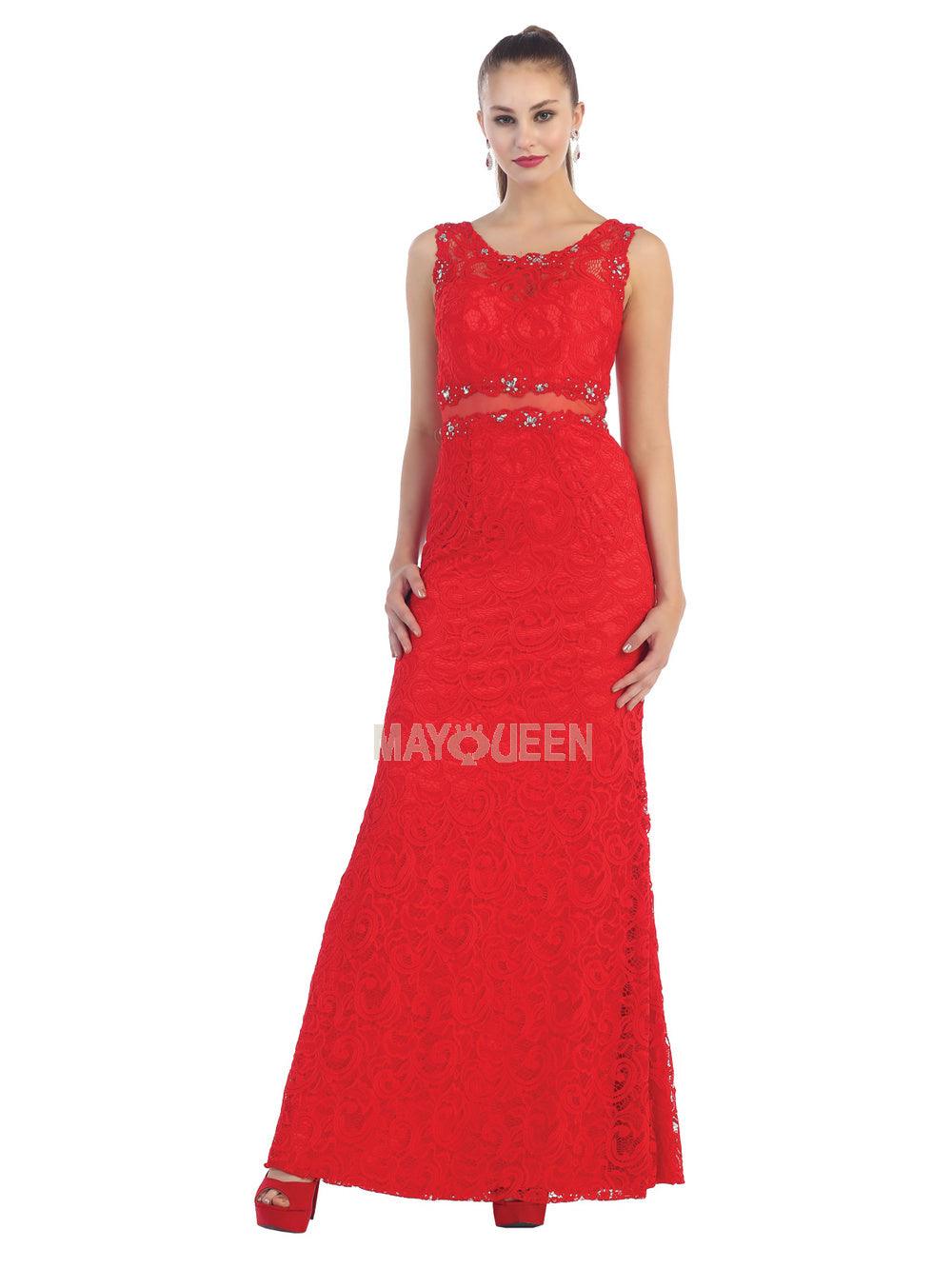 Long Fitted Sleeveless Formal Dress - The Dress Outlet May Queen