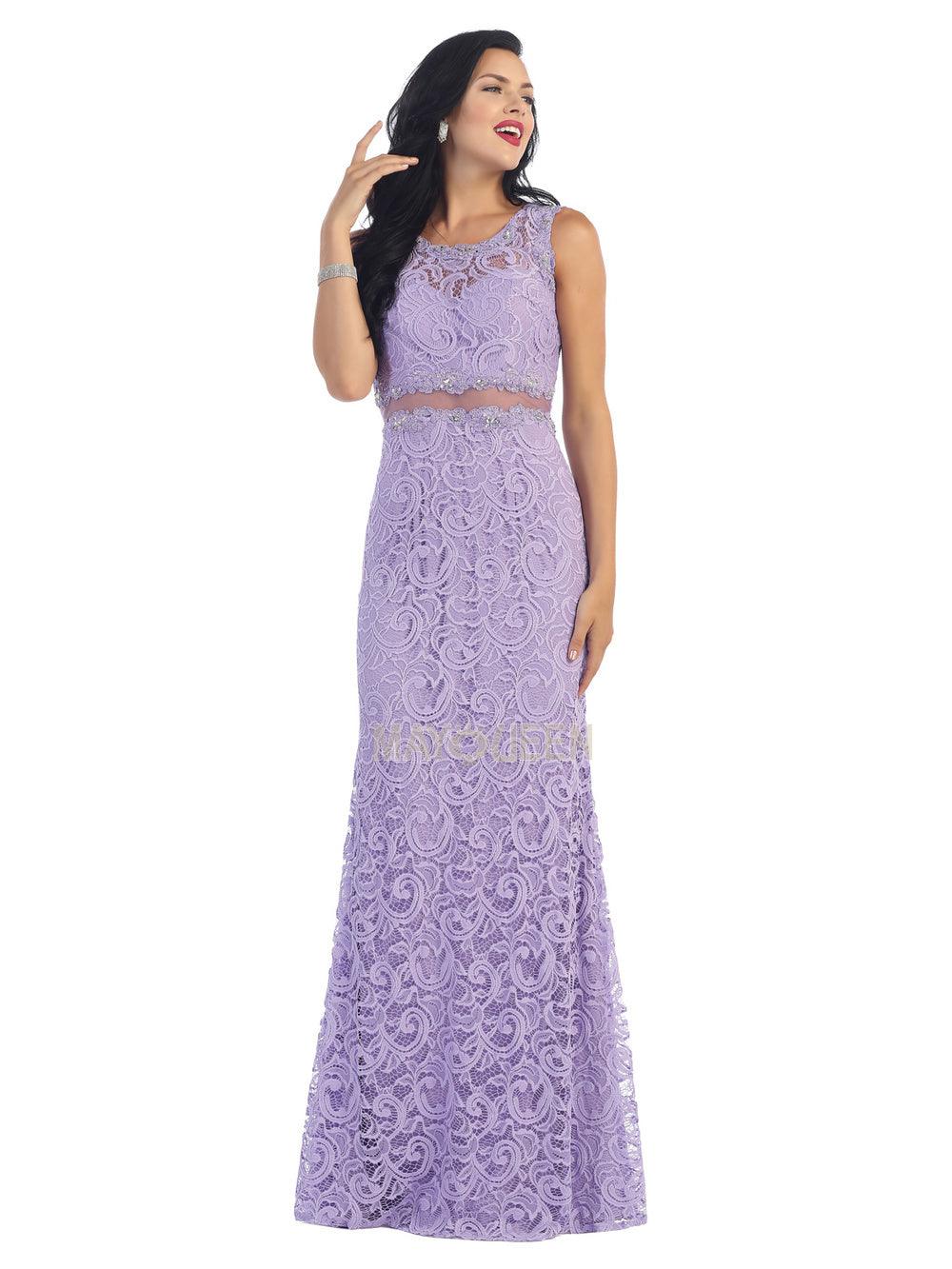 Long Fitted Sleeveless Formal Dress - The Dress Outlet May Queen
