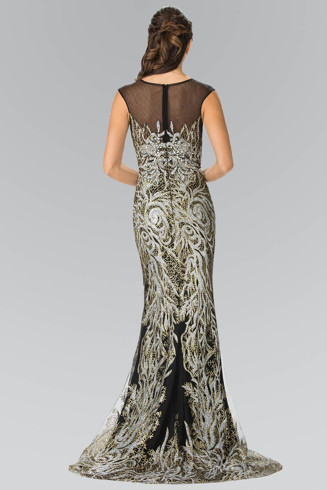 Long Formal Beaded Bodice Evening Prom Dress - The Dress Outlet Elizabeth K