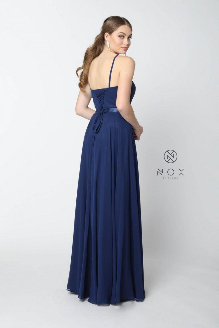 Long Formal Bridesmaid Prom Dress Navy
