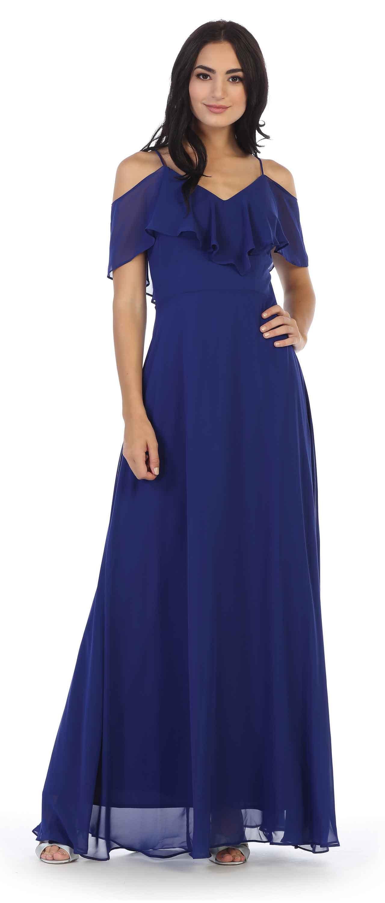 Long Formal Bridesmaids Off Shoulder Prom Dress - The Dress Outlet Eva Fashion