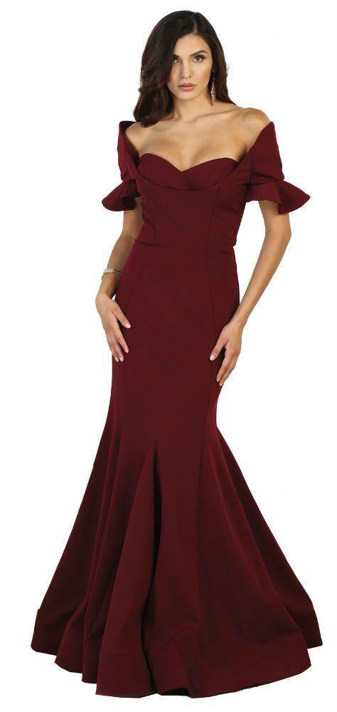 Long Formal Dress Evening Party Burgundy - The Dress Outlet May Queen