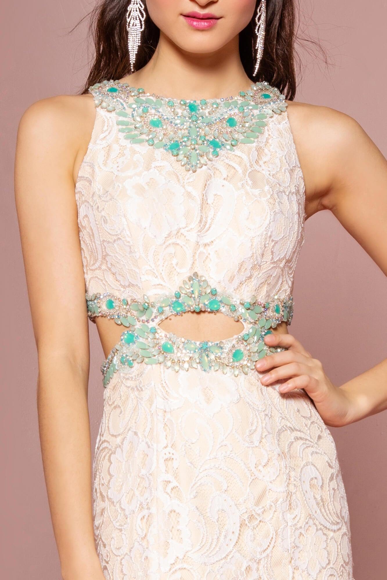 Long Formal Dress Prom Evening Lace Gown - The Dress Outlet Elizabeth K