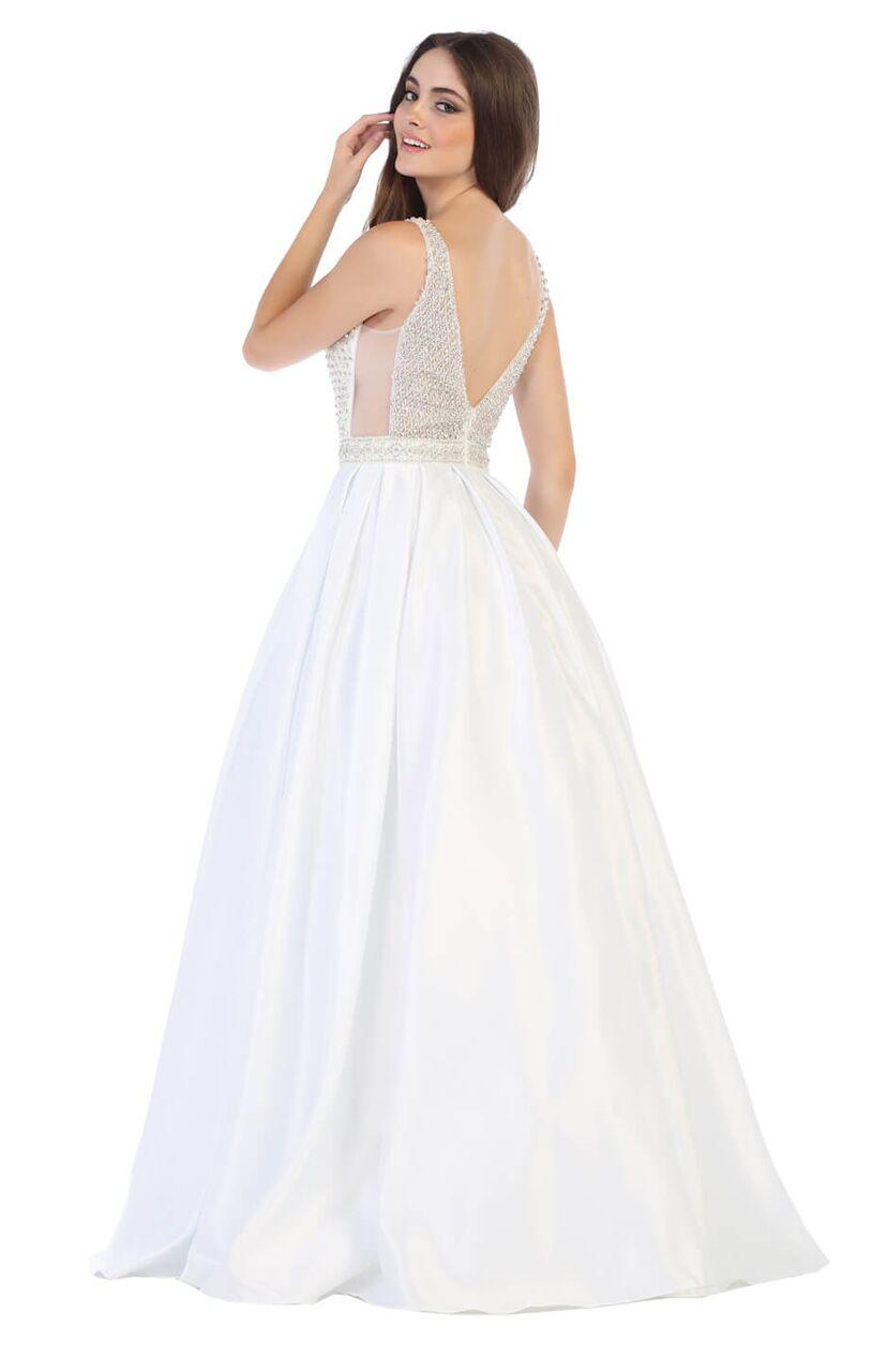 Long Formal Evening Ball Gown with Pockets - The Dress Outlet May Queen