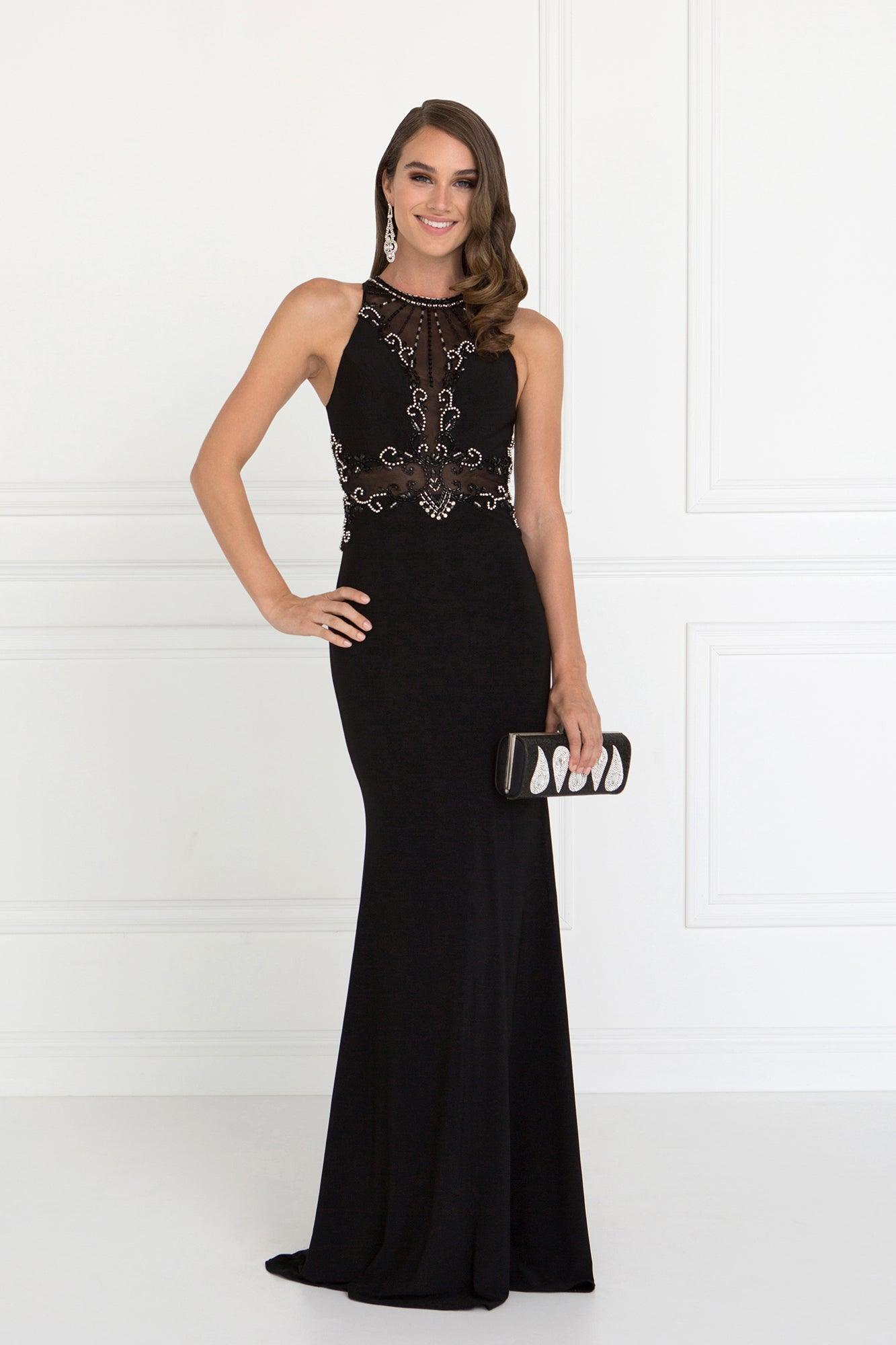 Black Long Formal Fitted Prom Dress Evening Gown