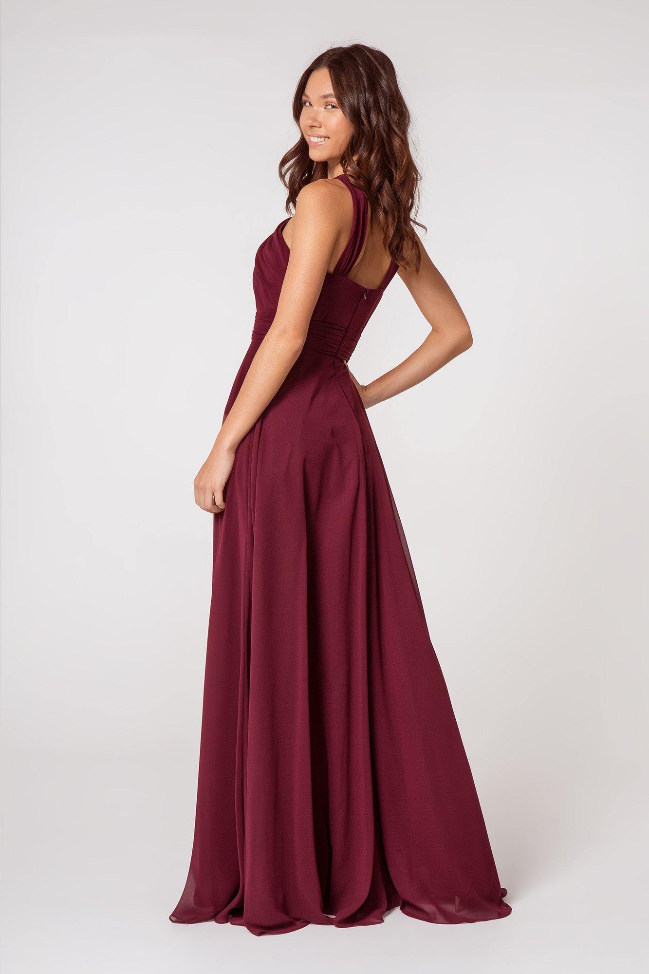 Long Formal Halter Bridesmaids Chiffon Prom Dress - The Dress Outlet Elizabeth K