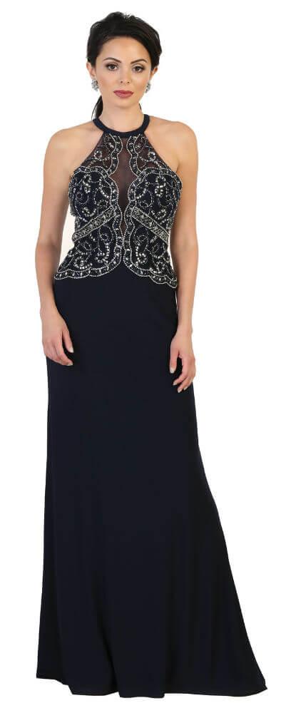 Long Formal Halter Prom Dress - The Dress Outlet May Queen