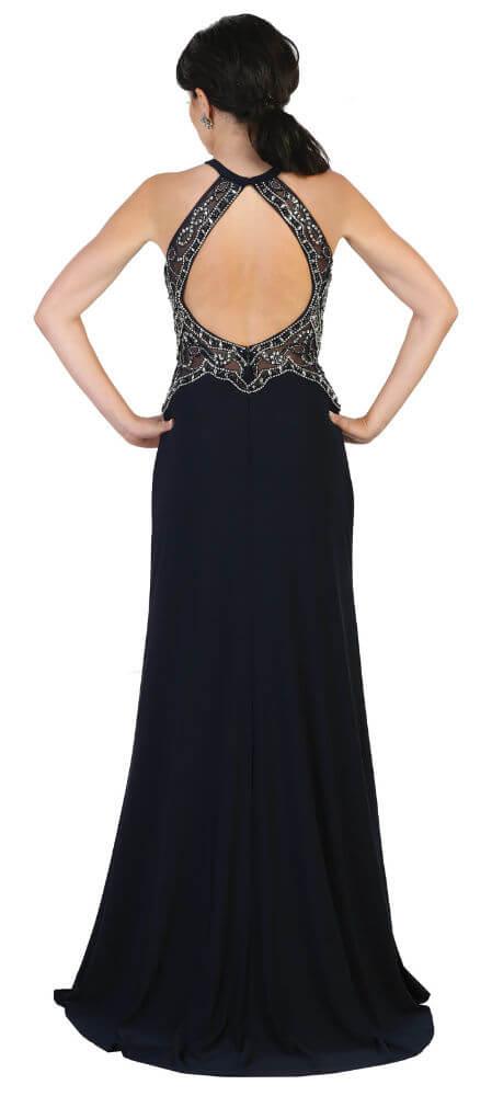 Long Formal Halter Prom Dress - The Dress Outlet May Queen