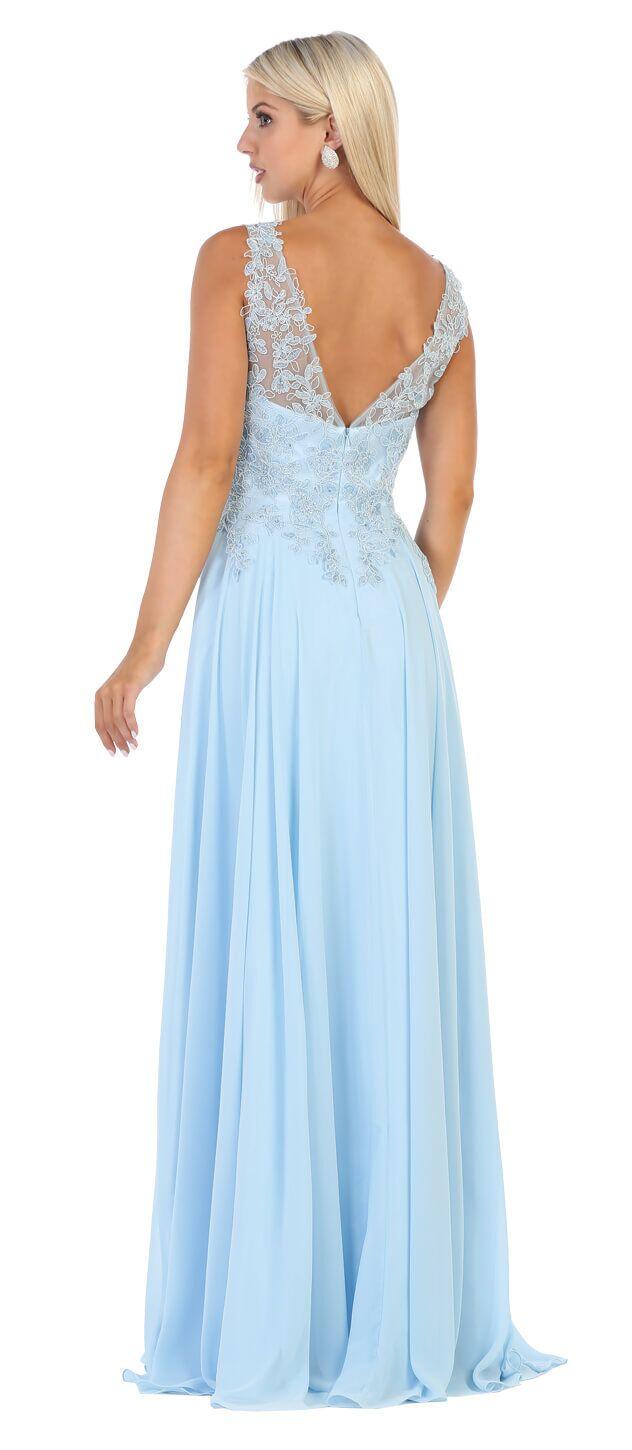Long Formal Lace Chiffon Prom Dress - The Dress Outlet May Queen